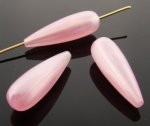 PINK MARBLE PEARLIZED 31X10MM TEAR DROP BEADS - Lot of 12