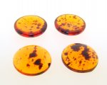 15mm. TORTOISE AMBER SPECKLE SHINY ROUND CABOCHONS - Lot of 48