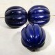 BLUE 24x23MM OVAL MELON FLUTED BEADS - Lot of 12