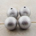MATTE SILVER 11mm. TEXTURED ROUND BEADS - Lot of 12