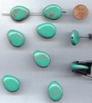 GREEN TURQUOISE BRONZE - 25x20mm. FLAT DROP BEADS - Lots of 12