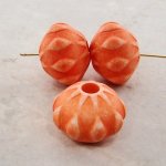 APRICOT MATTE WASH 25X19MM FANCY SQUASH ROUND BEADS - Lot of 12