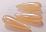 PEACH MARBLE PEARLIZED 31X10MM TEAR DROP BEADS - Lot of 12