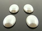 14X10MM WHITE LOW DOME PEARL OVAL CABOCHONS - Lot of 144