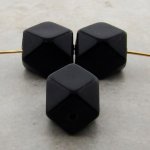 BLACK 16X14MM MULTI FACETED BEADS - Lot of 12