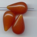 AMBER 25X16MM TEAR DROP SMOOTH BEADS - Lot of 12