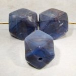 BLUE MARBLE 16X14MM MULTI FACETED BEADS - Lot of 12