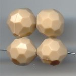 BEIGE 14MM ROUND FACETED BEADS - Lot of 12