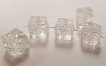 CRYSTAL 11x10mm. ETCHED PATCH WORK CUBE BEADS - Lots of 12