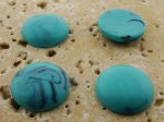15mm. TURQUOISE MATTE MARBLE ROUND CABOCHONS - Lot of 48